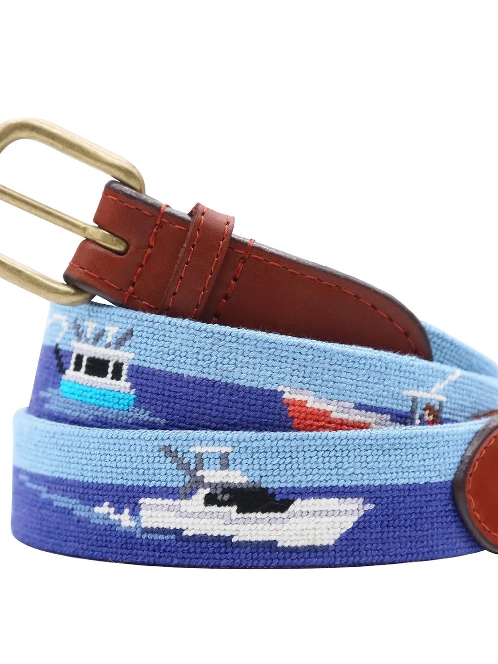 🔥 Smathers & Branson Offshore Fishing Needlepoint Belt Sz 36